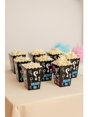 MarkEntegra Kız Mı Erkek Mi Popcorn Kutusu, 8'li Set, Baby Shower ve Cinsiyet Partisi Için Mısır Kutuları, Siyah