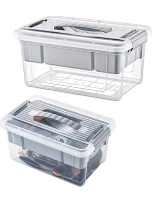 MarkEntegra Büyük Boy Bölmeli Organizer Kutu 9 Litre - Şeffaf Tasarım Saklama Kabı - Ev Araba Saklama Kutusu - Ev Banyo Düzenleyici, Dolap Düzenleyici, Saklama, Kutu, Organizer