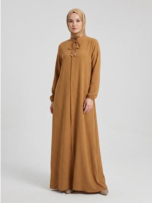Nevayla Moda Salaş Kesim Aerobin Kumaş Ferace / Camel - F137