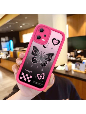 HONTINGA Poco X5 5g ile Uyumlu Kılıfı Düşüme Önleyici Basitlik Anti Düşme Kamera Korumali Kelebek Desen Gül Kırmızı Yumuşak Silikon Telefon Kılıfı Kadın ve Erkek Için Uygundur K8-0054