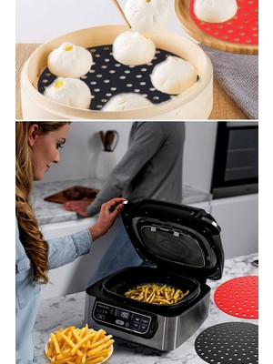 Ozcmax Renkli Isıya Dayanıklı Yıkanılabilir Silikonn Fırın ve Airfryer Yuvarlak Pişirme Matı 20 cm