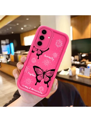HONTINGA Samsung Galaxy A36 5g ile Uyumlu Kılıfı Düşüme Önleyici Basitlik Anti Düşme Kamera Korumali Kelebek Desen Gül Kırmızı Yumuşak Silikon Telefon Kılıfı Kadın ve Erkek Için Uygundur K8-0053