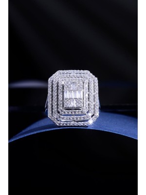 Innuendo Jewelry 925 Ayar Gümüş Baget Taşlı Çok Katmanlı Kadın Yüzük