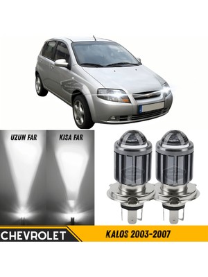 Caralp Chevrolet Kalos 2003-2007 Uyumlu Mercekli Far Ampulü LED Xenon Beyaz Renk Far Şimşek Etkili Csp LED Lamba Uzun Kısa 2 Adet Takım