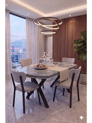 Avenza Living Nova Serisi Modern Yemek Masası Takımı - 4 Kişilik Salon & Mutfak Seti - Renk Seçenekli