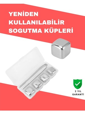 Akmanora Hızlı Soğutma Özellikli Paslanmaz Metal Buz Küpü Takımı