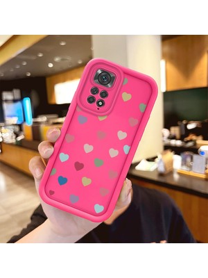 HONTINGA Redmi Note 11S ile Uyumlu Kılıfı Düşüme Önleyici Basitlik Anti Düşme Kamera Korumali Kalp Desen Gül Kırmızı Yumuşak Silikon Telefon Kılıfı Kadın ve Erkek Için Uygundur K8-0049