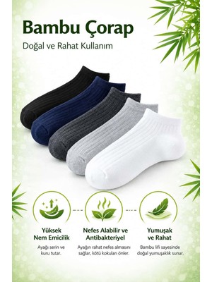 Sky Socks 5'li Erkek Bambu Konforlu Terletmez Koku Yapmaz Renkli Derbili Patik Çorap
