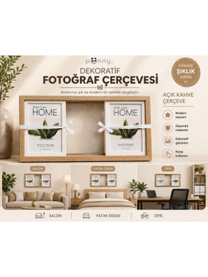 Pionny 3 Fotoğraflı Büyük Boy Sürgülü Dekoratif Ahşap Çerçeve 13X18 cm – Açık Kahve Meşe