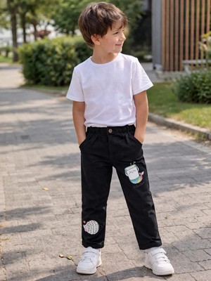 Kaizer Jeans Siyah Kirpi Desenli Çocuk Pantolonu