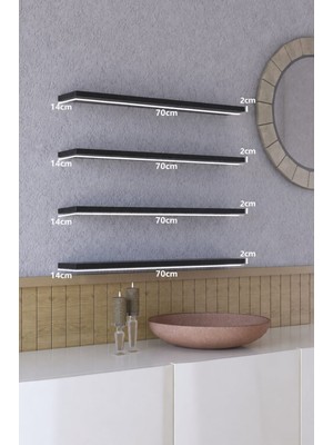 yankı-byeg 70 cm 4lü Mat Siyah Mdf Uçan Duvar Rafı Gizli Bağlantı Kitaplık