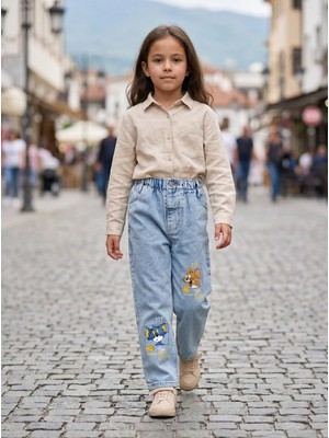 Kaizer Jeans Buz Mavi Tom Desenli Çocuk Pantolonu