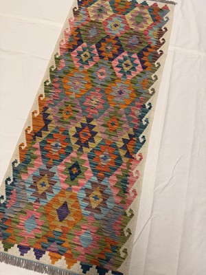 Afgan Halı El Dokuma Afgan Kilim Kök Boya Çift Taraflı Kullanım Yolluk 78 x 195 cm