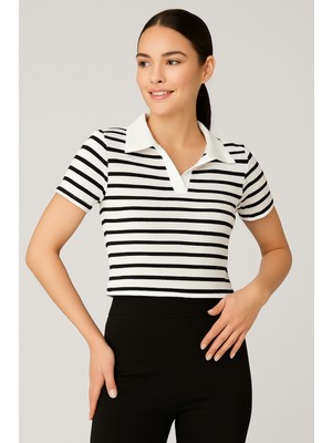 Tomris Butik Desenli Crop Tshirt