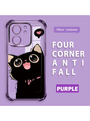 HONTINGA Xiaomi Mi 13T ile Uyumlu Şeffaf Kılıfı Düşüme Önleyici Basitlik Anti Düşme Kamera Korumali Kedi Desen Yumuşak Silikon Telefon Kılıfı Kadın ve Erkek Için Uygundur K3-0039