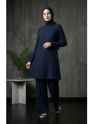 Sefa Merve Fırfır Detaylı Tunik 0507-02 Lacivert