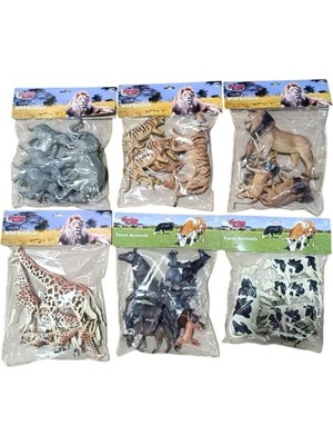 Vardem Oyuncak SH-P9904-07AL 6 Ast 7pcs Aslan-Kaplan-Zürafa-Inek-Fil(Belirtilen Tekli Satış Için Adet Fiyatıdır.)