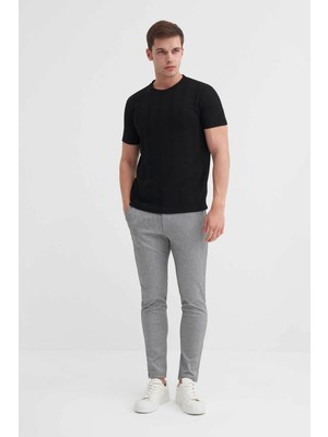 Cazador Slim Fit Bisiklet Yaka Örme Siyah Erkek T-Shirt 41770