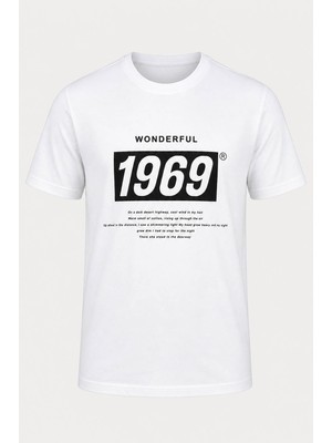 Trender Baskı Süpreme Beyaz Erkek T-Shirt 226-22 1969