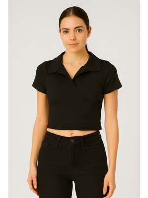 Tomris Butik Desenli Crop Tshirt