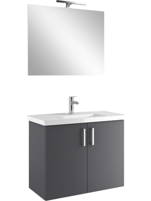 Kale Noah 80 cm Antrasit Kapaklı Banyo Dolabı Seti