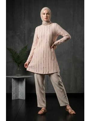 Sefa Merve Fırfır Detaylı Tunik 0507-01 Taş