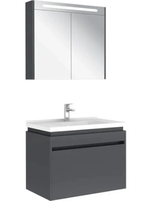 Kale Idea 2.0 65 cm Parlak Antrasit Tek Çekmeceli Banyo Dolabı Takımı