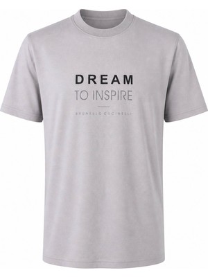 Trender Dream To Inspire Baskı Süpreme Gri Erkek T-Shirt 226-08