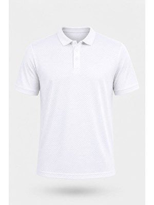 Trender Düğmeli Beyaz Erkek Polo Yaka T-Shirt 4049
