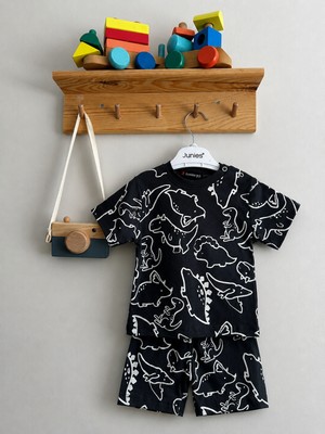 Junies Baby Dinozor Baskılı Yazlıkşortlu 2 Li Takım