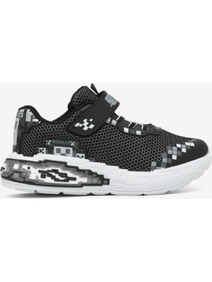 Tonny Black Çocuk Unisex Siyah Rahat Kalıp Nefes Alabilen Cırtlı Işıklı Sneaker