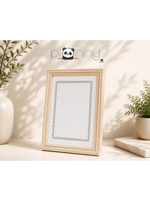 Pionny A4 Ahşap Çerçeve 21X29,7 cm (Açık Kahverengi - Beyaz)