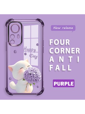 HONTINGA Xiaomi Mi 12T ile Uyumlu Şeffaf Kılıfı Düşüme Önleyici Basitlik Anti Düşme Kamera Korumali Kedi Desen Yumuşak Silikon Telefon Kılıfı Kadın ve Erkek Için Uygundur K3-0041