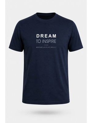 Trender Dream To Inspire Baskı Süpreme Indigo Erkek T-Shirt 226-08