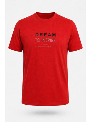 Trender Dream To Inspire Baskı Süpreme Kırmızı Erkek T-Shirt 226-08