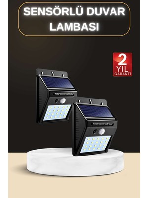 Onba Bahçe Aydınlatma Sensörlü Güneş Enerjili Duvar Lambası 40 LED Işık - OB4192-3071