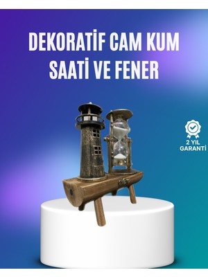 Onba Deniz Feneri Şeklinde El Yapımı Kum Saati – Ev ve Ofis Için Zarif Süs - OB8967-6316
