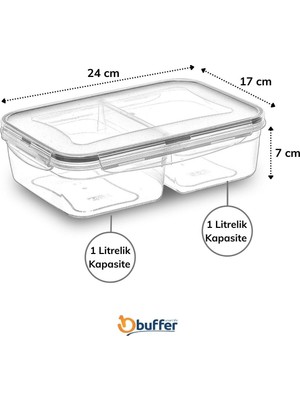 Hereveoyuncak 2 Bölmeli 1+1 Litre Kilitli Kapaklı Erzak Saklama Kabı LC-525