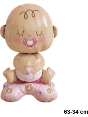 Patladı Gitti Kız Bebek Folyo Balon – Sevimli Emzikli Baby Shower & Cinsiyet Partisi Balonu