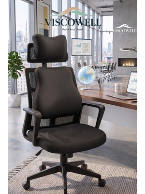 Viscowell Visco 2'li Takım Set Boyun Yastığı ve Sırt Bel Minderi Ergonomik Tasarım Ofis Ev ve Araç Için Kullanım