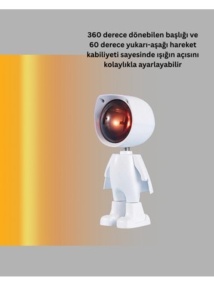 Onba Astronot Tasarımlı Gün Batımı Efektli Şarjlı LED Lamba - OB5463-9910
