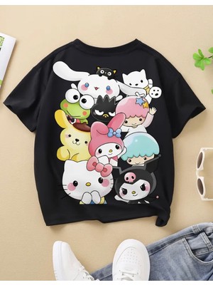 Nigrum Pardus Yeni Sezon Melody'nin Arkadaşları Sırt Baskılı %100 Pamuk Kız Çocuk T-Shirt