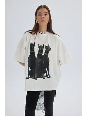 Hai Collection Kadın Oversize Baskılı Tişört Modern Günlük Kombin