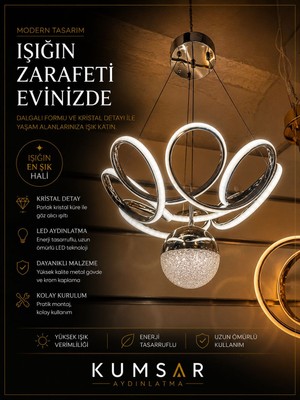Kumsar Aydınlatma Palmiye Tek Top Şeker ( Krom ) Avize Modeli