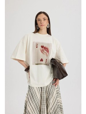 Hai Collection Kadın Vintage Efektli Oversize Tişört Şık Günlük Kombin