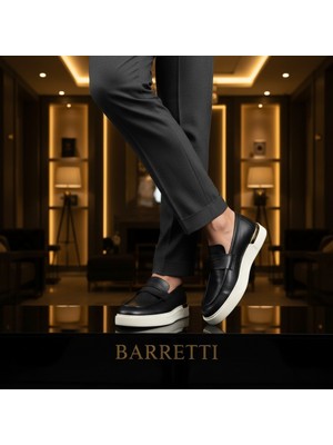 By Barretti Siyah Alkollü Deri Loafer
