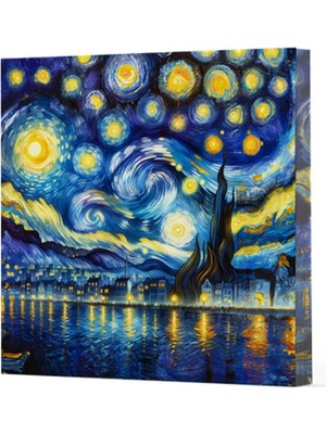 Esranın Dünyası Van Gogh 7 Yıldızlı Gece - Çizgisiz Yan Boyamalı Defter