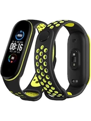 Esranın Dünyası Newface Xiaomi Mi Band 7 Spor Delikli Kordon - Siyah-Yeşil