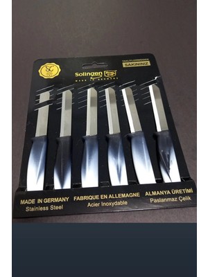 Orijinal Blister Paketli Solingen 6lı Meyve Bıçağı Seti Siyah Beyaz Degrade Saplı Tırtıklı Ağız Stoktan Hızlı Gönderim