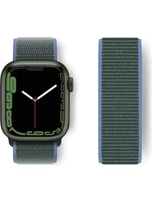 Esranın Dünyası Newface Apple Watch 38MM Hasırlı Cırtcırtlı Kordon - Mavi-Yeşil